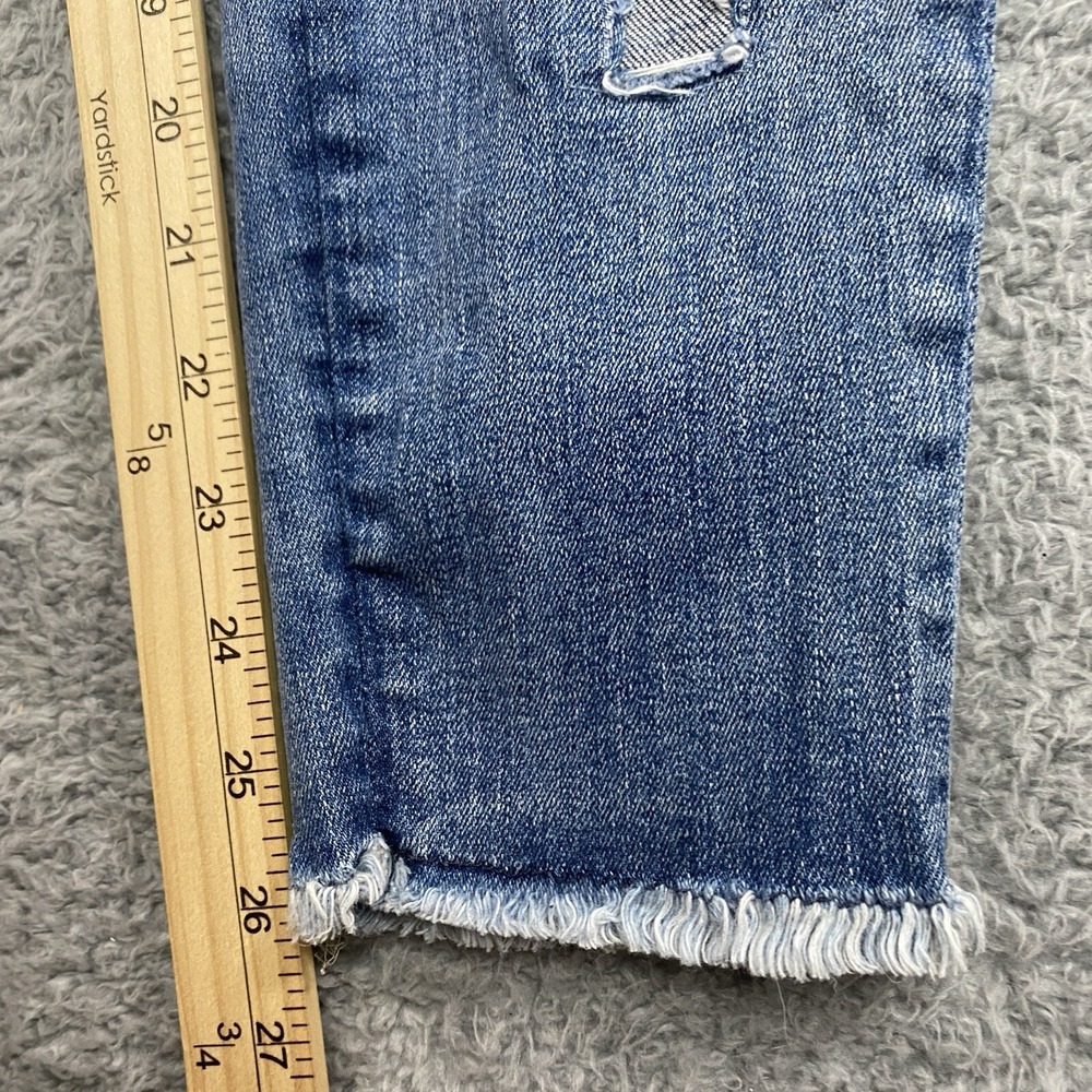 7 For All Mankind Skinny Ankle Jeans Size 26 Patches‎ Frayed Hem Medium Wash - Picture 9 of 16